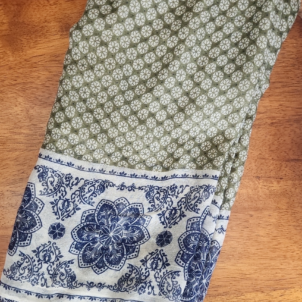 Green and Blue Patterned Infinity Scarf